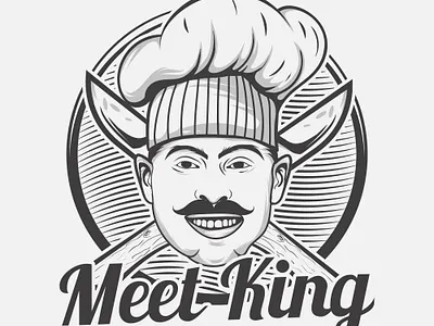 Chef Vintage Logo cross hatching graphic design hand drawing logo