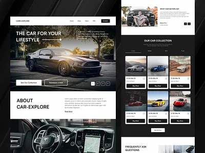 Car-Explore - Car Shop Landing Page Concept black car car shop car web clean design gray homepage landing landingpage premium sporty u ui uiux ux web webdesign webshop website