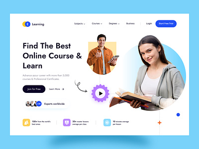 E-Learning Online Education Website 👩‍💻 colorful e learning education landing page learning learning online online class online course online learning online tutoring school study teaching tutor tutoring ui university ux web website