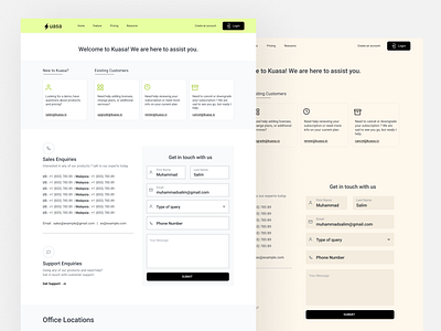 KUASA CRM | Contact with us clean contact crm kuasa real saas ui website
