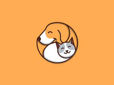 DogCat-Round logo design flat graphic design icon logo minimal vector