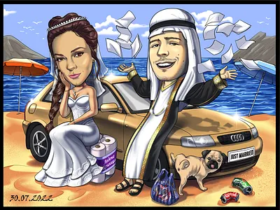 Wedding gift (Toon art) caricature gift illustration logo toon