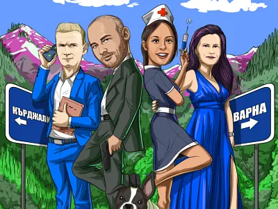 Mr. and Mrs. Georgievi - Funny gift cartoon art caricature cartoon character funny gift illustration portrait