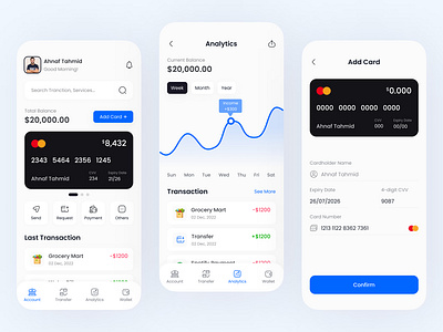 Finance Service App app design app ui bank account bank card banking app best design credit card e wallet finance app fintech ios app minimal app mobile app money money management app money transfer ui ui design uiux ux