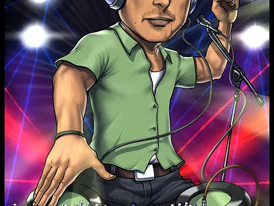DJ K.I.D. - Gift cartoon art 80s caricature cartoon character dj illustration