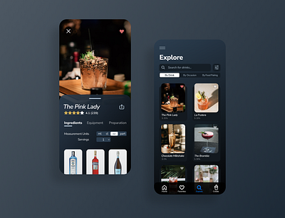 Design Concept for a Cocktails Recipe App app bootcamp design ui ux