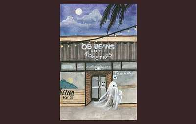 OB Beans time! art coffee ghost halloween illustration paint painting san diego watercolor