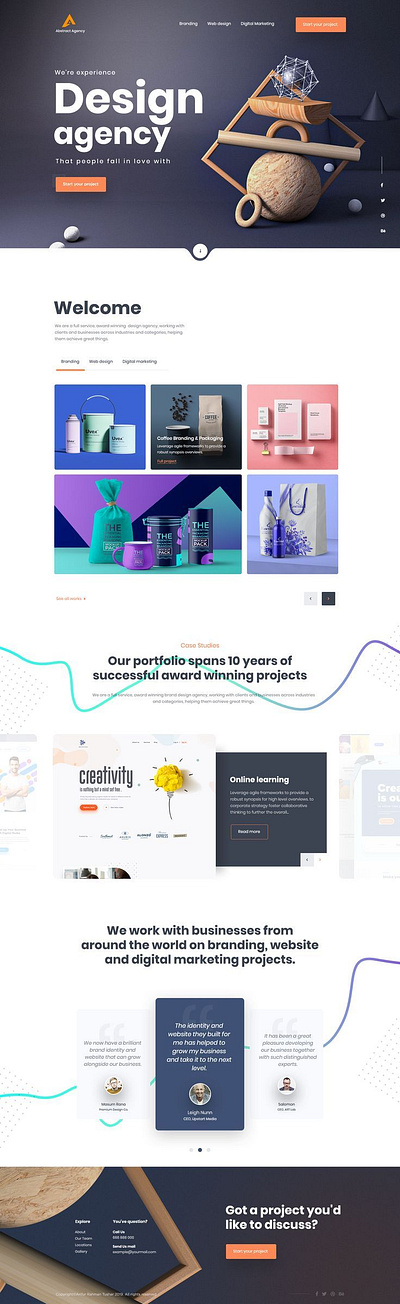 Agency Landing Page Design 3d animation branding business website design elementor pro graphic design illustration logo motion graphics ui vector
