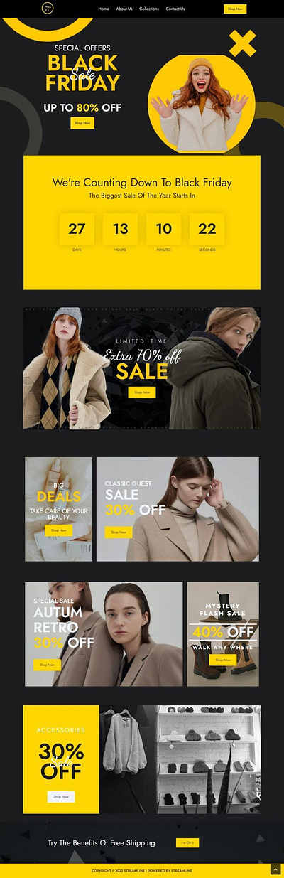 Black Friday Landing Page Design Layout 2022 3d animation branding business website design elementor pro graphic design illustration logo motion graphics ui vector