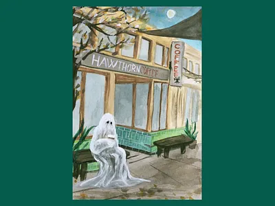 Hawthorn Coffee Ghost art coffee ghost halloween latte paint painting watercolor