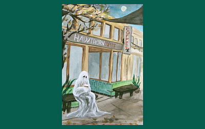 Hawthorn Coffee Ghost art coffee ghost halloween latte paint painting watercolor