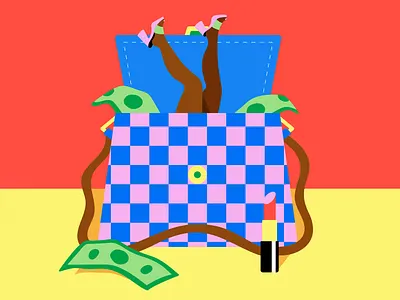 In My Bag art beauty black bright color character concept conceptual flat illustration funky hip hop illustration pop art purse vibrant woman