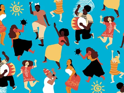 Afrofest | Branding Illustrations african black branding character characters colorful culture dancing design festival flat illustration food graphic design illustration instruments music rebrand summer vibrant