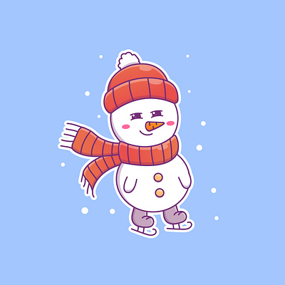 Cute cartoon snowman ice skating adobe illustrator design graphic design illustration logo vector