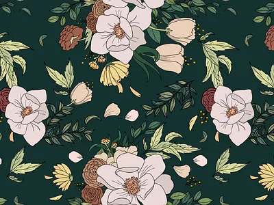Magnolia pattern art design floral flowers illustration magnolia