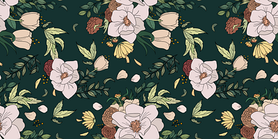 Magnolia pattern art design floral flowers illustration magnolia