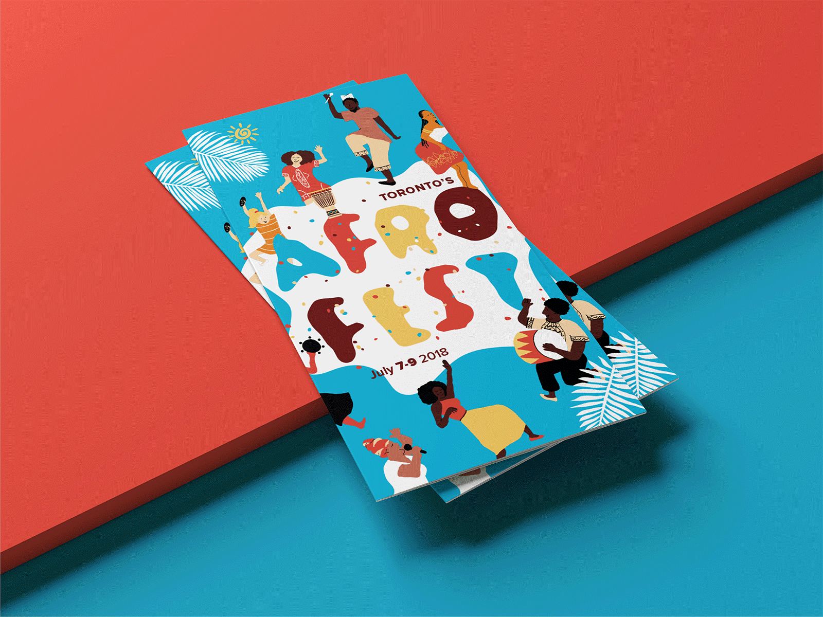 Afrofest | Bilingual Pamphlet african brand design branding bright color brochure character characters design ephemera festival flat illustration graphic design illustration map pamphlet print design visual identity