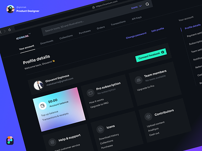 ICONIUM - User Interface - Dark Mode color guides dark interface dark mode font family icons selling design settings page sora font style guide user interface ux