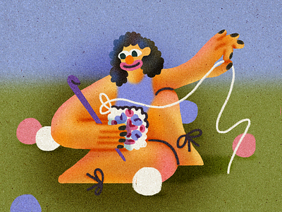 Crochet art brush character gradient illustration ps