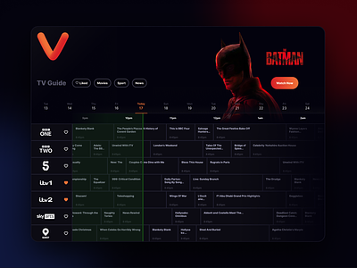 TV Guide UI concept app dark dark mode figma gradient motion movie prototype tv guide ui ux website