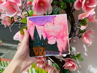 Magic clouds book cover book illustration book illustration print branding children illustration cover design graphic design holo holographic illustration leaves magic portrait postcard print shop