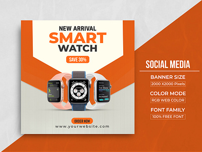 Social Media Smart Watch Banner Design banner design branding design facebook ad graphic design instagram banner minimal watch post modern watch banner product design smart watch smart watch cover social media post social poster watch banner