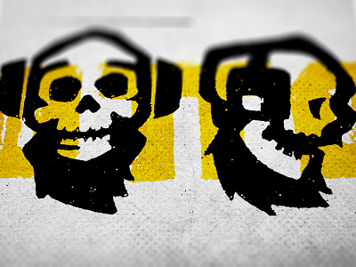 Hairy Skull braning design distress illustration logo skull