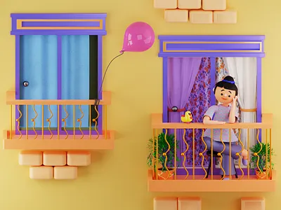 Thinking 3dart blender 3d digital illustration house illustration thinking