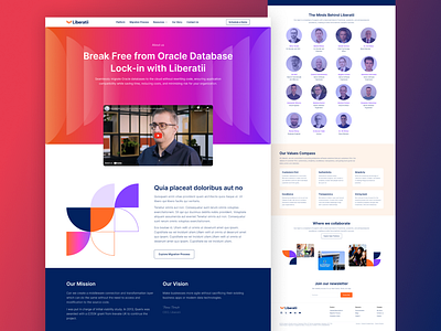 Database Platform, Migration, About Page, Liberatti about page aboutus ai landingpage tech website