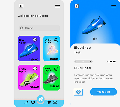 Shoe Ordering Mobile App Design