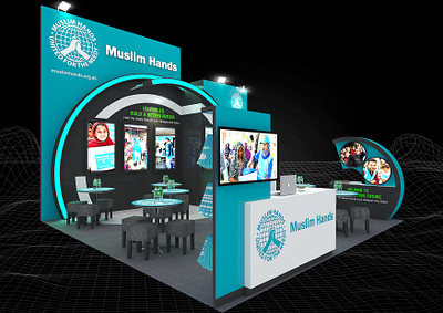 Muslim Hands 6x6 Exhibition Booth 3d 6x6 6x6 booth aid booth branding charity circular design donation event exhibition fair fundraising islamic led strip muslim render space visualization