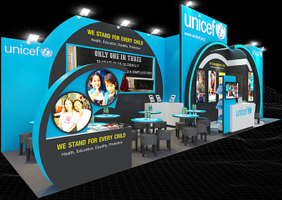 Unicef 3x12 Exhibition Booth 3d 3x12 3x12 booth aid booth branding charity circular design event exhibition fair fundraising humanitarian philanthropy render show space unicef visualization