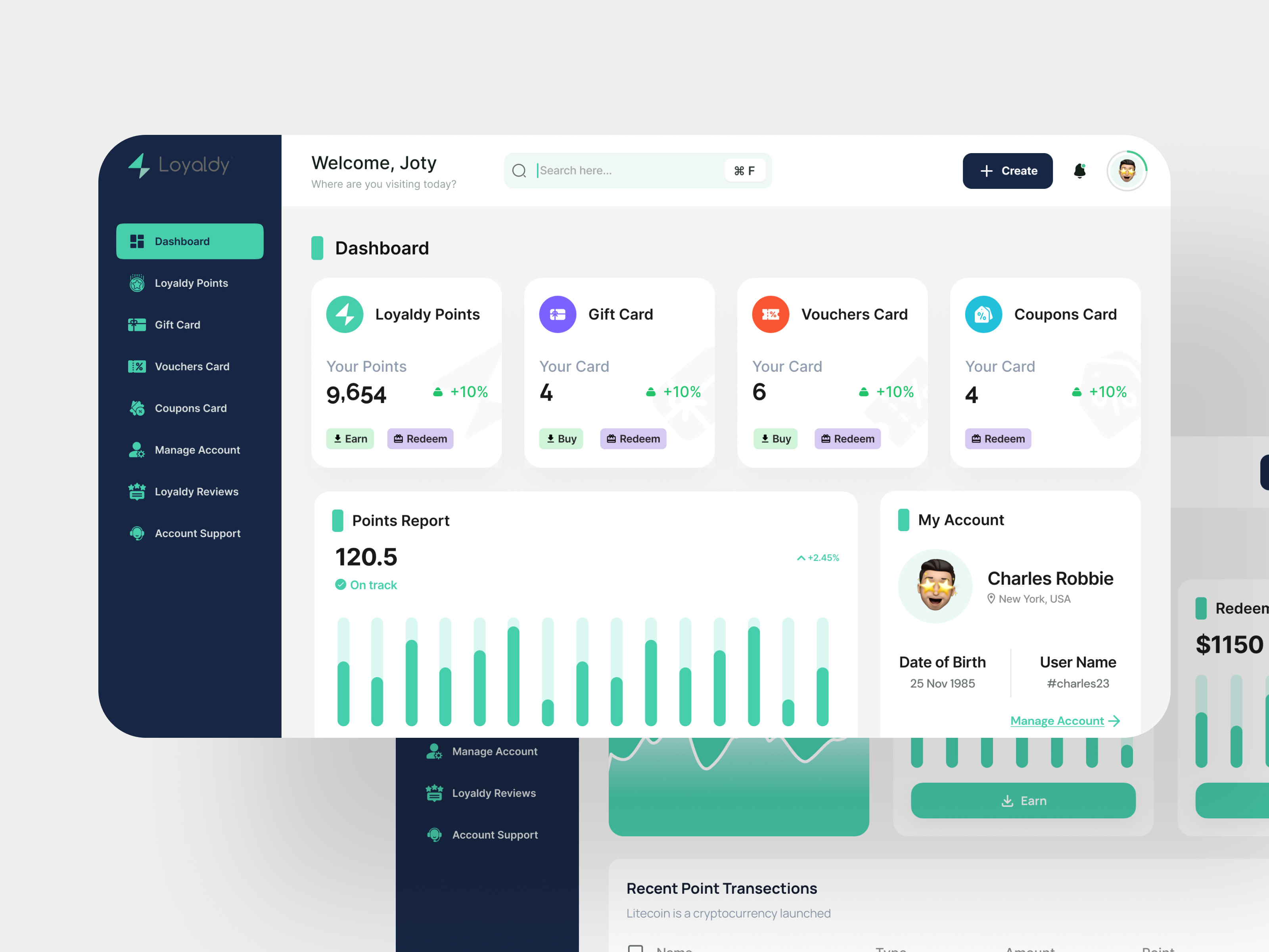 Example of Web Site Design: Dashboard and landing UI/UX Design