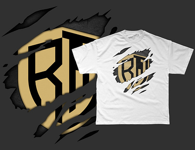 T-Shirt design for RFJ Fitness 3d t shirt design apparel design badge logo tshirt branding clothing brand designer clothing designs edgy designs fitness tshirts graphic design grunge effect tshirt illustration logo tshirts shield design shirt torn design tshirt tshirt design tshirt mockup