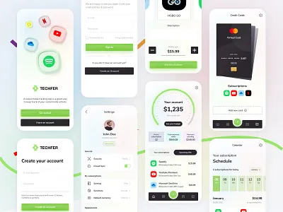 "Techfer" Subscription Tracker App app app design clean clean ui design ios app mobile app ui ui design uidesign uiux ux ux design uxui
