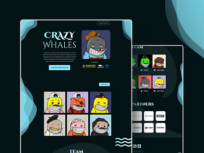 Crazy Whales NFT Project Landing Page Design design designer website graphic design nft nft marketplace nft project nft project design nft project ui ui ux