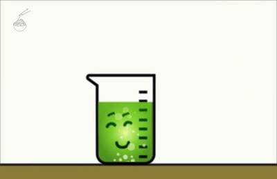 The "Solution" bubbles bubbling pun