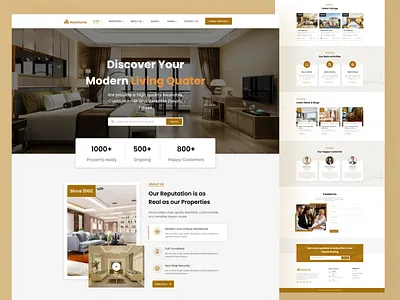 Real Estate Landing Page apartment architecture building business home home page landing page landing page design management minimal propertias property website real estate real estate agency residence ui design ui ux design web design website