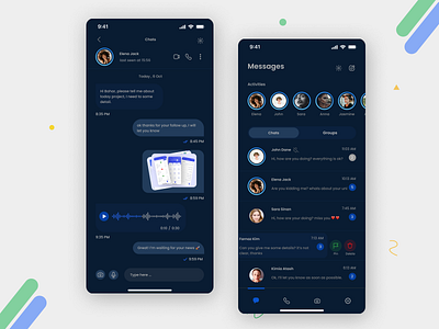 Messenger app dark app design graphic design ui ux