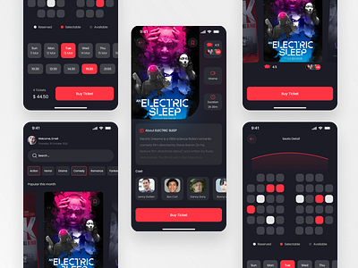 Cinema app app design graphic design ui ux