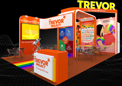 The Trevor Project 6x9 Exhibition Booth 3d 6x9 6x9 booth artist impression booth branding careline charity design event exhibition expo fair non profit render show space suicide helpline support group visualization