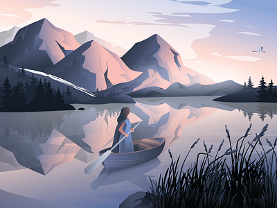 Scene for animation/motion animation blue boat graphic design illustration illustrator motion design motion graphics new purple river vector web design webdesign горы mountains