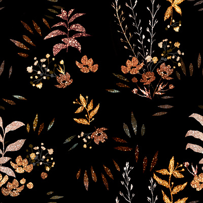 Golden Yard Pattern artistic design floristic flower graphic illustration pattern seamlesspattern textile wollpaper wrappingpaper