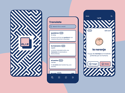 Language flashcard mobile app design flashcards mobile app ui