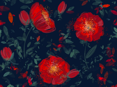 Red Flowers Pattern artistic background design floristic flower graphic illustration pattern red seamlesspattern textile wallpaper wrappingpaper