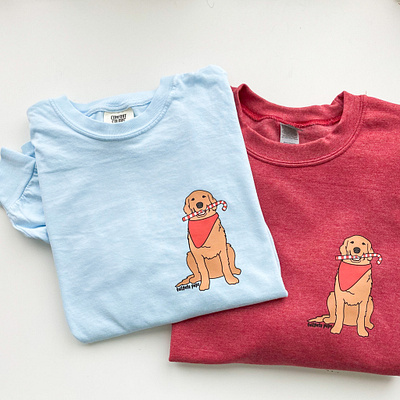 Candy Cane Pup T-Shirt Design character dog graphic design illustration illustrator product design