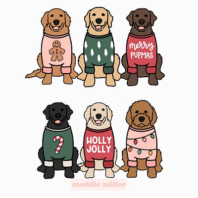 Holiday Sweater Pups - T-Shirt design dog graphic design illustration illustrator product design