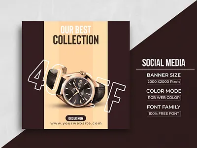Social Media Watch Banner Web Template Design banner design branding design facebook ad graphic design illustration instagram banner product design smart watch banner social poster watch cover watch post web banner