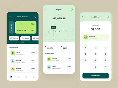 Fintech App app checkout expense finance fintech green history payment statistics transfer ui ux