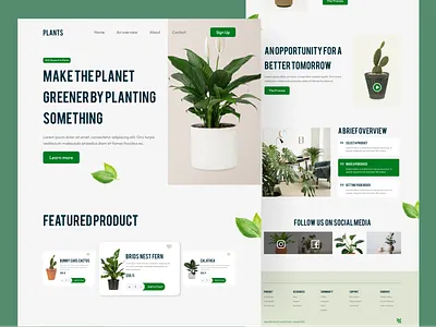 Plants website landing page interface landing page leaf maxfluid plant tree ui ux web design website